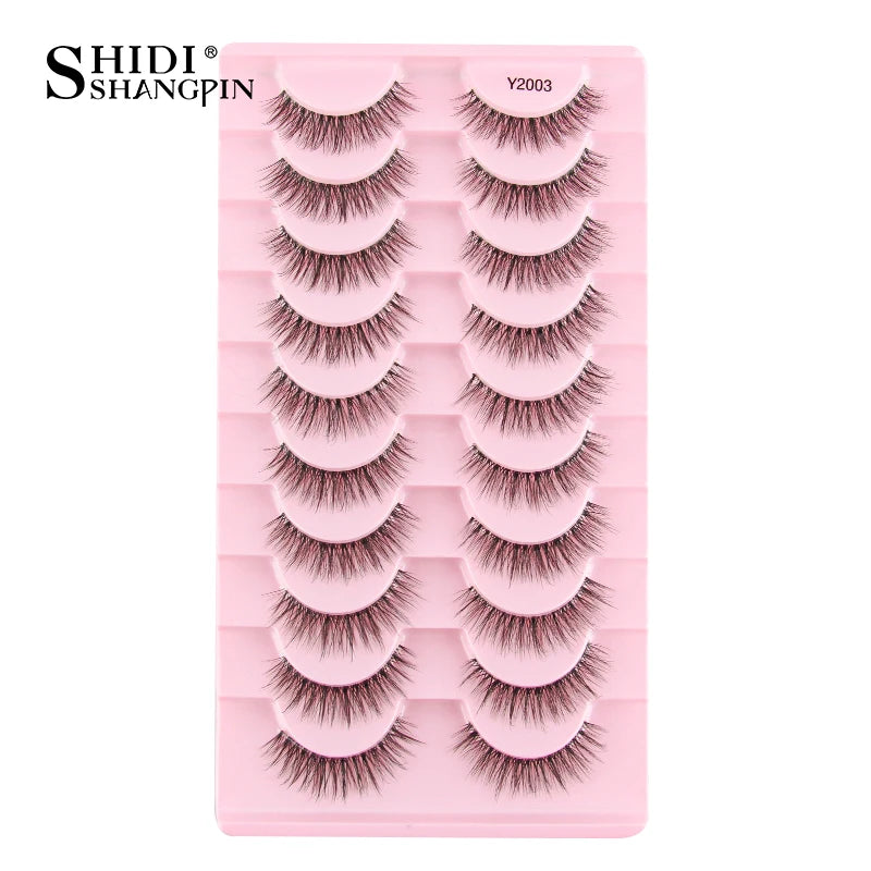 SHIDISHANGPIN 5/10Pairs False Lashes Cat Eye Eyelashes Eyelash Extension 3D Mink Half Lashes Natural Makeup faux Cils maquiagem - Blinksy